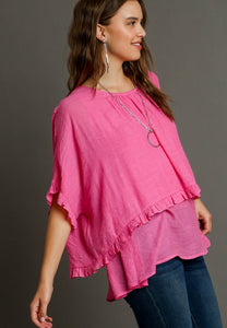 Umgee Layered Tunic Top in Bubble Pink Shirts & Tops Umgee   