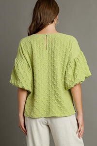 Umgee Textured Solid Color Top in Pear Shirts & Tops Umgee   