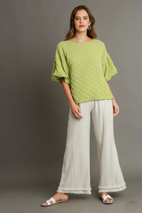 Umgee Textured Solid Color Top in Pear Shirts & Tops Umgee   