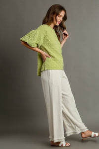 Umgee Textured Solid Color Top in Pear Shirts & Tops Umgee   