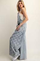 ee:some Checkered Panel Wide Leg Jumpsuit in Denim