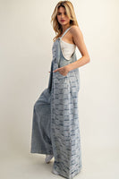 ee:some Checkered Panel Wide Leg Jumpsuit in Denim