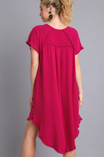 Load image into Gallery viewer, Umgee Ruby High Low Linen Blend Dress with Frayed Details Dresses Umgee   
