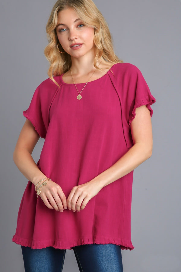 Umgee Ruby Top with Fringe Trim Tops Umgee   