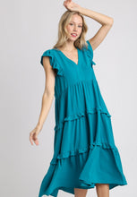 Load image into Gallery viewer, Umgee Maxi Dress with Ruffled Details in Turquoise Dress Umgee   
