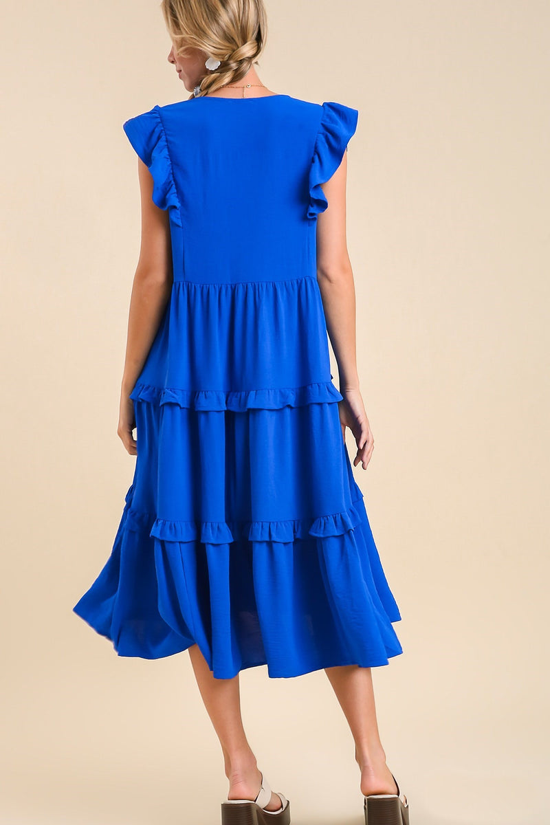 Umgee Maxi Dress with Ruffled Details in Royal Blue – June Adel