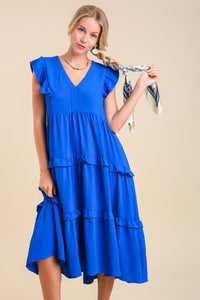 Umgee Maxi Dress with Ruffled Details in Royal Blue Dress Umgee   