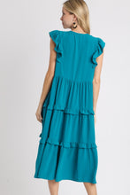 Load image into Gallery viewer, Umgee Maxi Dress with Ruffled Details in Turquoise Dress Umgee   
