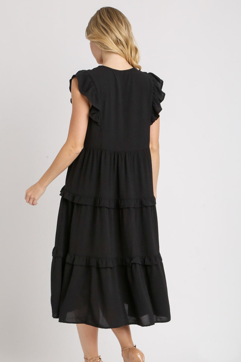 Umgee Maxi Dress with Ruffled Details in Black – June Adel