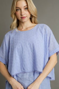 Umgee Eyelet Layered Tunic Top in Peri Blue