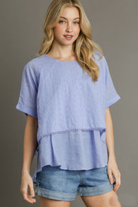 Umgee Eyelet Layered Tunic Top in Peri Blue