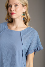 Load image into Gallery viewer, Umgee Short Cotton Gauze Dress in Denim Blue Dresses Umgee   
