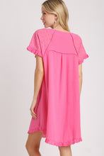 Load image into Gallery viewer, Umgee Short Cotton Gauze Dress in Bubblegum Dresses Umgee   
