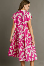 Load image into Gallery viewer, Umgee Two Tone Print Crinkle Midi Dress in Pink Dresses Umgee   
