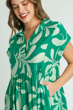 Load image into Gallery viewer, Umgee Two Tone Print Crinkle Midi Dress in Green ON ORDER Dresses Umgee   
