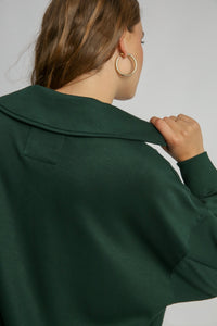 Umgee Solid Color Buttery Soft Knit Top in Evergreen