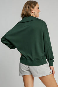 Umgee Solid Color Buttery Soft Knit Top in Evergreen