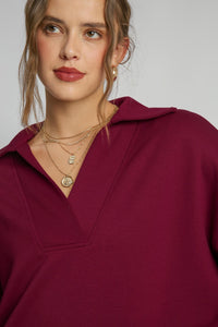 Umgee Solid Color Buttery Soft Knit Top in Merlot