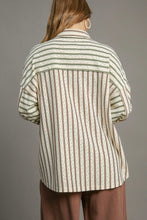 Load image into Gallery viewer, Umgee Striped Eyelet Top in Olive
