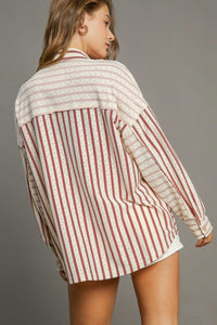 Umgee Striped Eyelet Top in Mauve