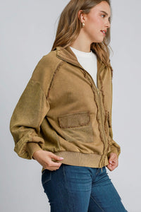 Umgee Luxe Knit and Linen Blend Jacket in Mocha