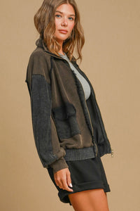 Umgee Luxe Knit and Linen Blend Jacket in Black