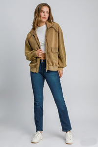 Umgee Luxe Knit and Linen Blend Jacket in Mocha