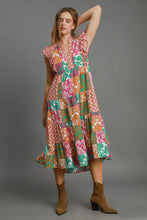 Load image into Gallery viewer, Umgee Scarf Print Midi Dress in Green Mix
