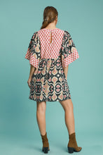 Load image into Gallery viewer, Umgee Boho Chic Mixed Print Mini Dress in Black Mix
