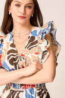 Umgee Vibrant Floral Print Midi Dress in Blue/Red