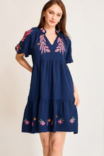 Load image into Gallery viewer, Umgee Embroidered Boho Dress in Navy
