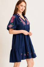 Load image into Gallery viewer, Umgee Embroidered Boho Dress in Navy
