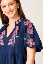 Load image into Gallery viewer, Umgee Embroidered Boho Dress in Navy
