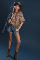 Umgee Leopard Print Top in Latte