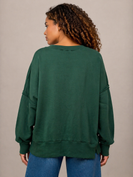 BiBi OVERSIZED Fleece Sweatshirt with Plaid Merry Patched Front in Green/Red Plaid