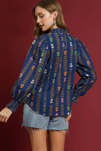 Load image into Gallery viewer, Umgee Copyright Striped Floral Print Top in Midnight Mix
