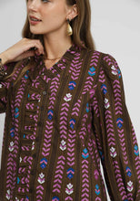 Load image into Gallery viewer, Umgee Copyright Striped Floral Print Top in Brown Mix
