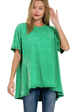 Load image into Gallery viewer, Mineral Washed Oversized Top in Kelly Green Shirts &amp; Tops Zenana   
