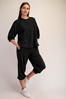 Rae Mode French Terry Cropped Jogger Pants in Black