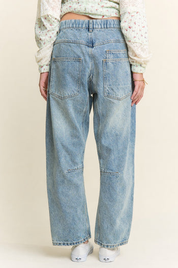 J.nna Mineral Washed Patchwork Pants in Vintage Wash