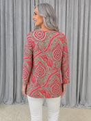 Sew in Love Abstract Paisley Print Top in Taupe/Neon Coral