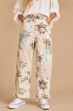 Load image into Gallery viewer, J.nna Floral Pattern Muti Patchwork Pants in Ivory Floral
