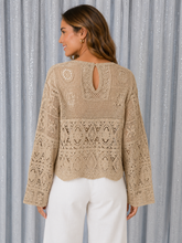 Load image into Gallery viewer, Forte Mixed Crochet Top in Ecru
