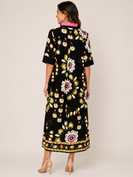 Jodifl Mixed Floral Print Maxi Dress in Black