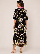 Load image into Gallery viewer, Jodifl Mixed Floral Print Maxi Dress in Black
