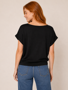 Charlotte Avery Scuba Knit Top in Black