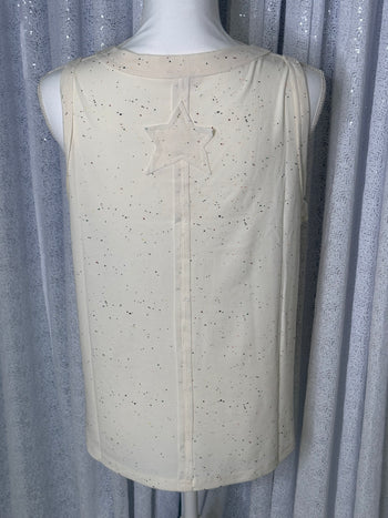POL Ribbed Knit American Flag Patched Top in Cream