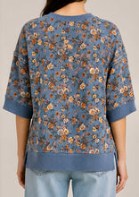 Load image into Gallery viewer, BiBi OVERSIZED Floral Denim Top in Denim

