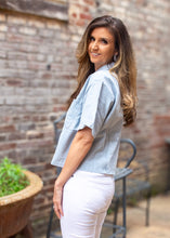 Load image into Gallery viewer, FATE Collared Washed Denim Boxy Top in Light Denim
