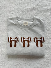 Load image into Gallery viewer, Embroidery Football Bows T-Shirt in Salty Gray
